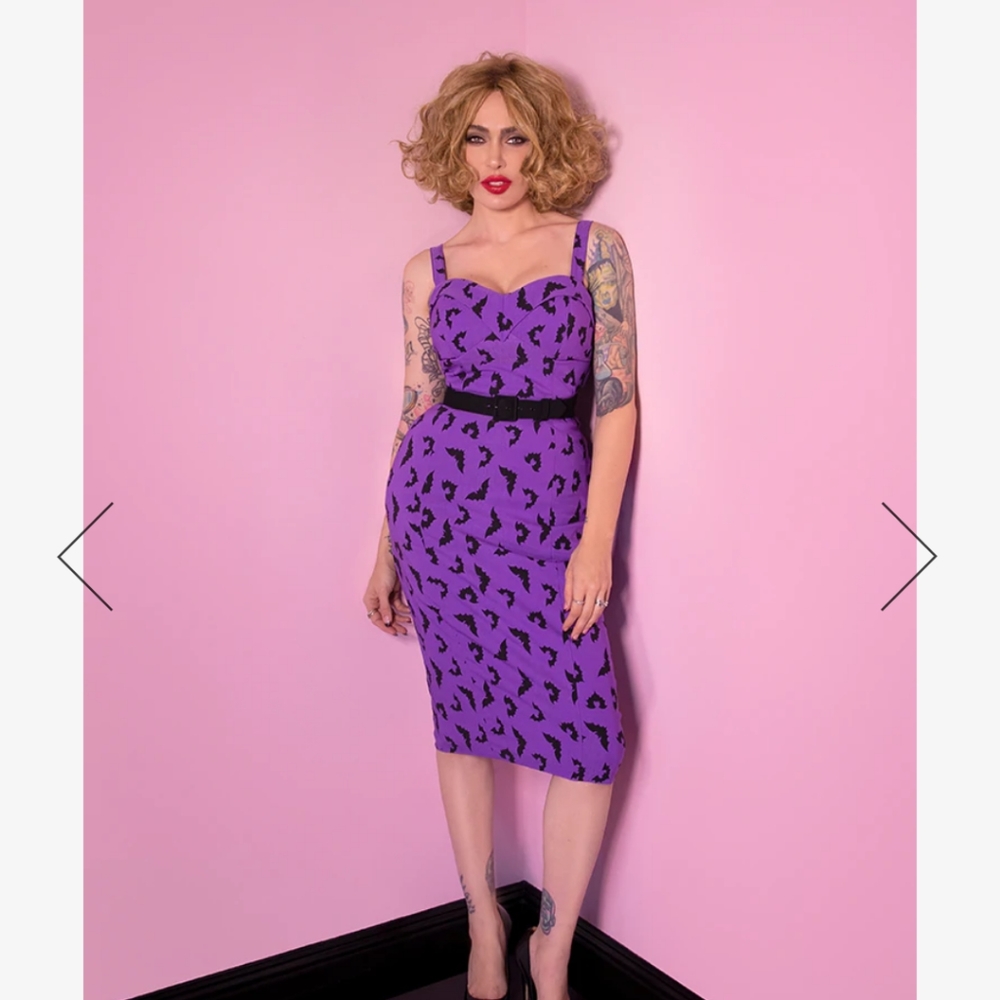 MANEATER WIGGLE DRESS IN BAT PRINT - VIXEN BY MICHELINE PITT